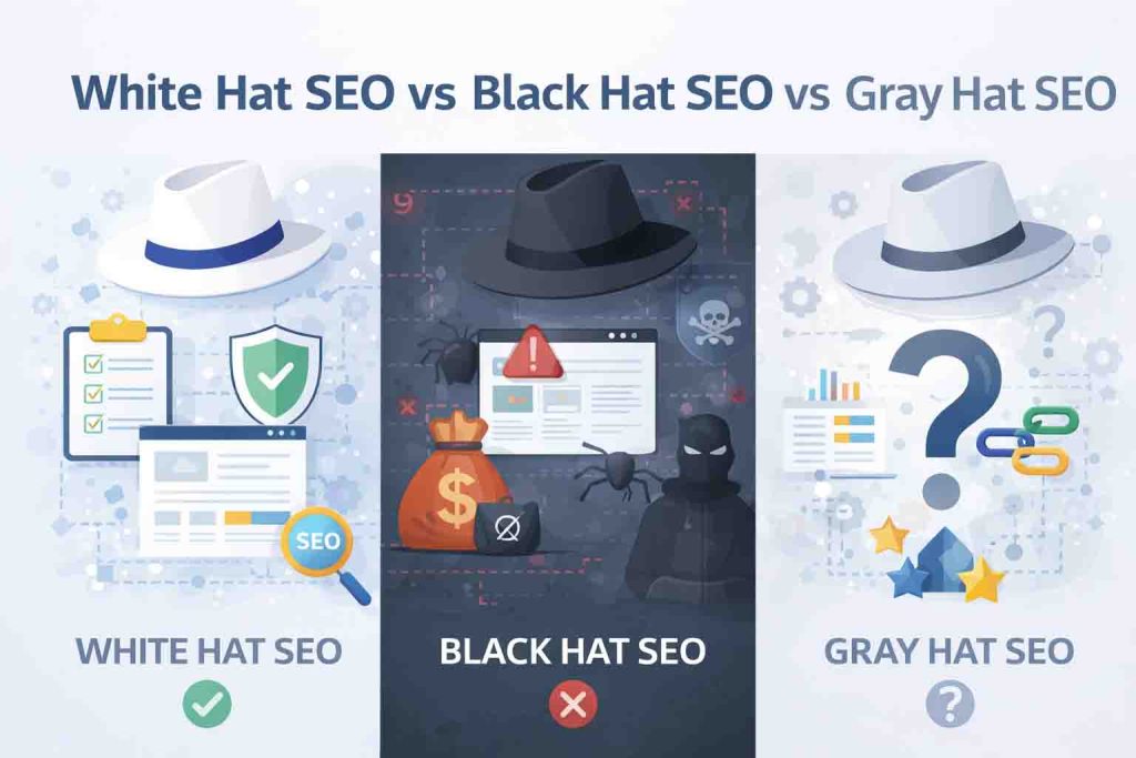 White Hat SEO vs Black Hat SEO vs Gray Hat SEO
